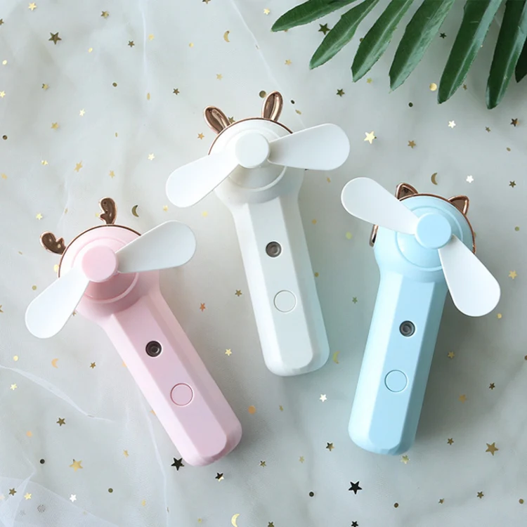 Handheld Hydrating Device Chargeable Fan Mini USB Charging Spray Humidification Small Fan(M11 White Deer) - Image 6