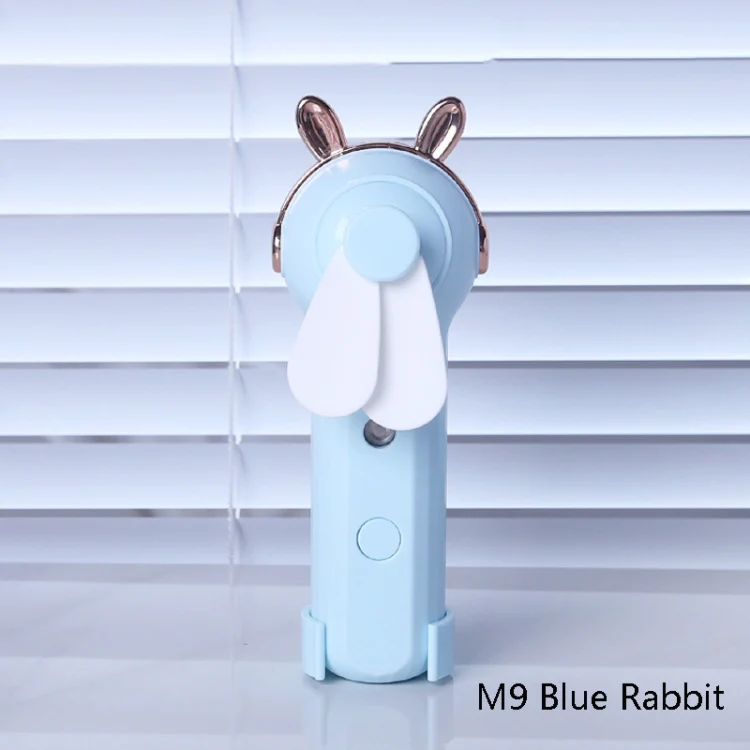 Handheld Hydrating Device Chargeable Fan Mini USB Charging Spray Humidification Small Fan(M9 Blue Rabbit) - Image 2