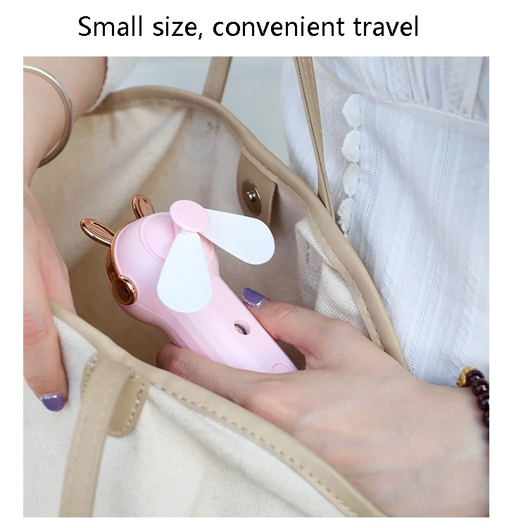 Handheld Hydrating Device Chargeable Fan Mini USB Charging Spray Humidification Small Fan(M9 White Rabbit) - Image 5