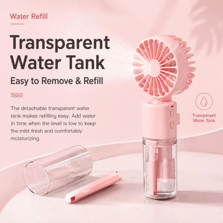 Handheld Misting Fan with Neck Strap 180 Degree Foldable Portable Water Spray Fan Type-C Rechargeable Mini Personal Face Mister Fan(F2 Black) - Image 7