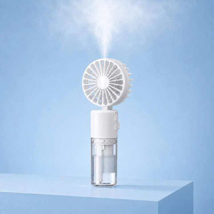 Handheld Misting Fan with Neck Strap 180 Degree Foldable Portable Water Spray Fan Type-C Rechargeable Mini Personal Face Mister Fan(F2 White)