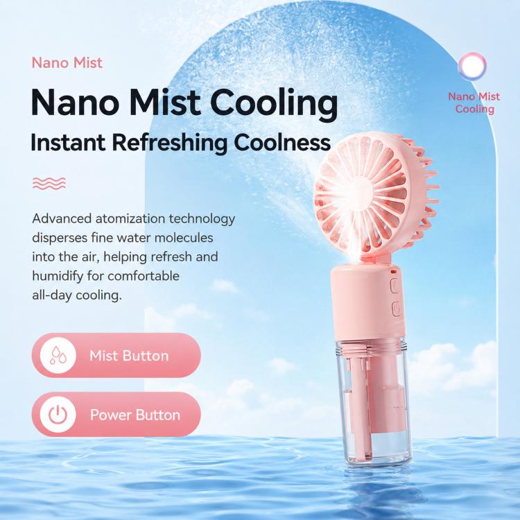 Handheld Misting Fan with Neck Strap 180 Degree Foldable Portable Water Spray Fan Type-C Rechargeable Mini Personal Face Mister Fan(F2 White) - Image 5