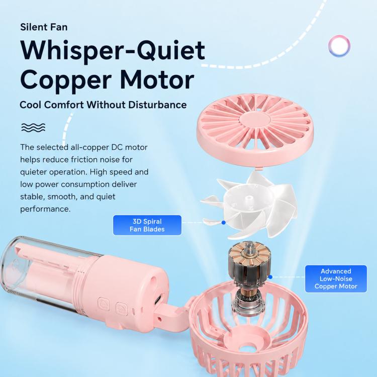 Handheld Misting Fan with Neck Strap 180 Degree Foldable Portable Water Spray Fan Type-C Rechargeable Mini Personal Face Mister Fan(F2 White) - Image 8