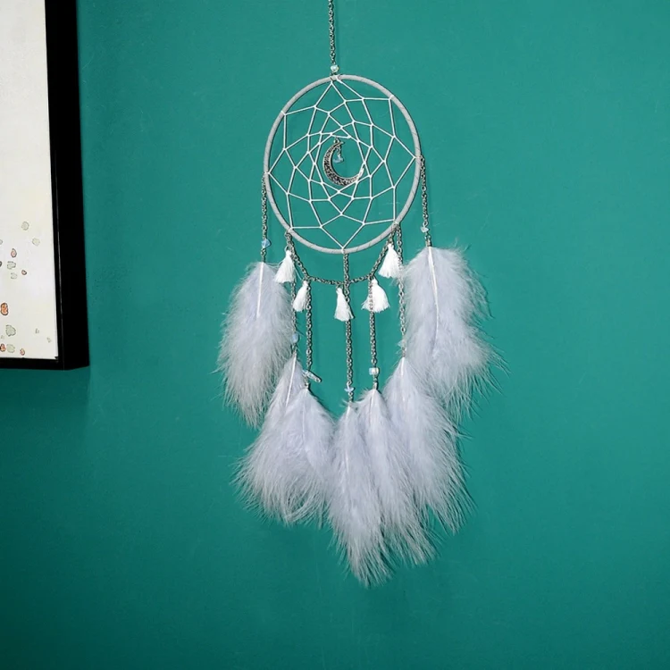 Handmade Decorative Dream Catcher Wall Hanging Dreamcatcher Feather Crafts Kids Stuff Wall Room Decor(white) - Image 3