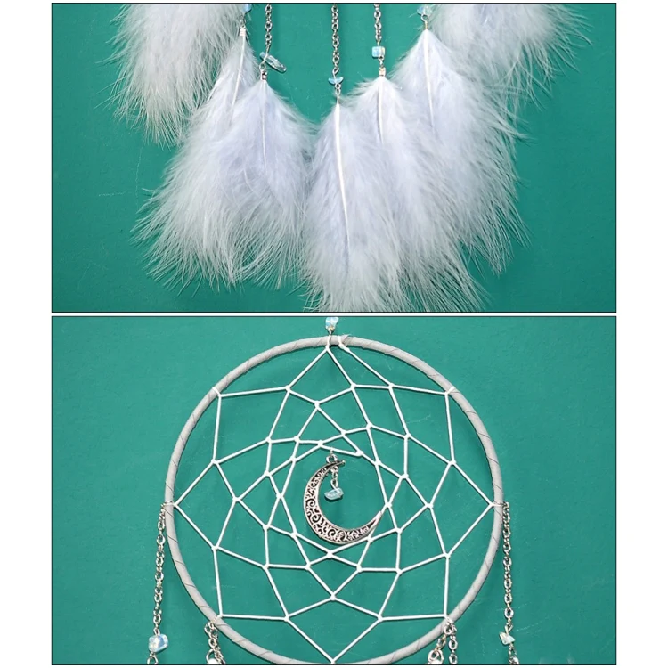 Handmade Decorative Dream Catcher Wall Hanging Dreamcatcher Feather Crafts Kids Stuff Wall Room Decor(white) - Image 5