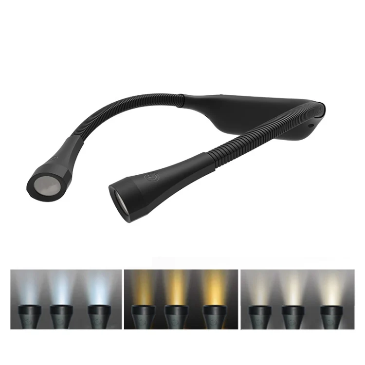 Hanging Neck Lamp Student Eye Protection Led Reading Lamp USB Rechargeable Book Lamp(Black)