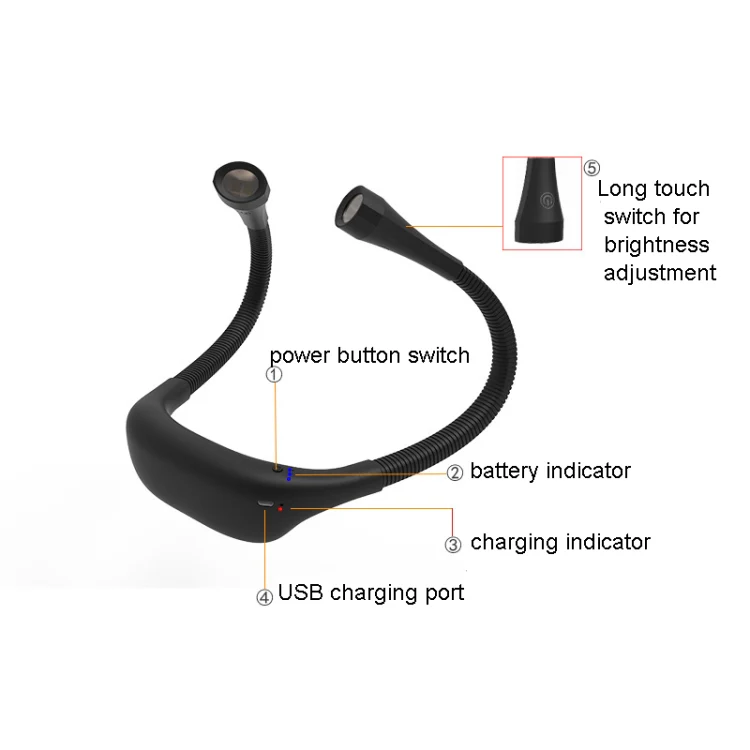 Hanging Neck Lamp Student Eye Protection Led Reading Lamp USB Rechargeable Book Lamp(White) - Image 4