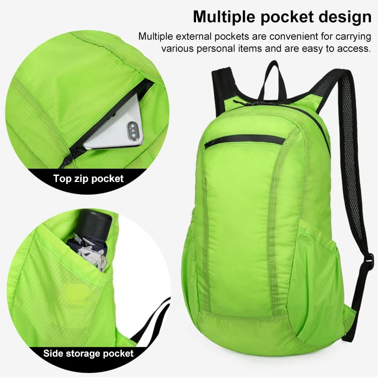 HAWEEL Portable Foldable Waterproof Backpack Folding Bag (Green) - Image 4