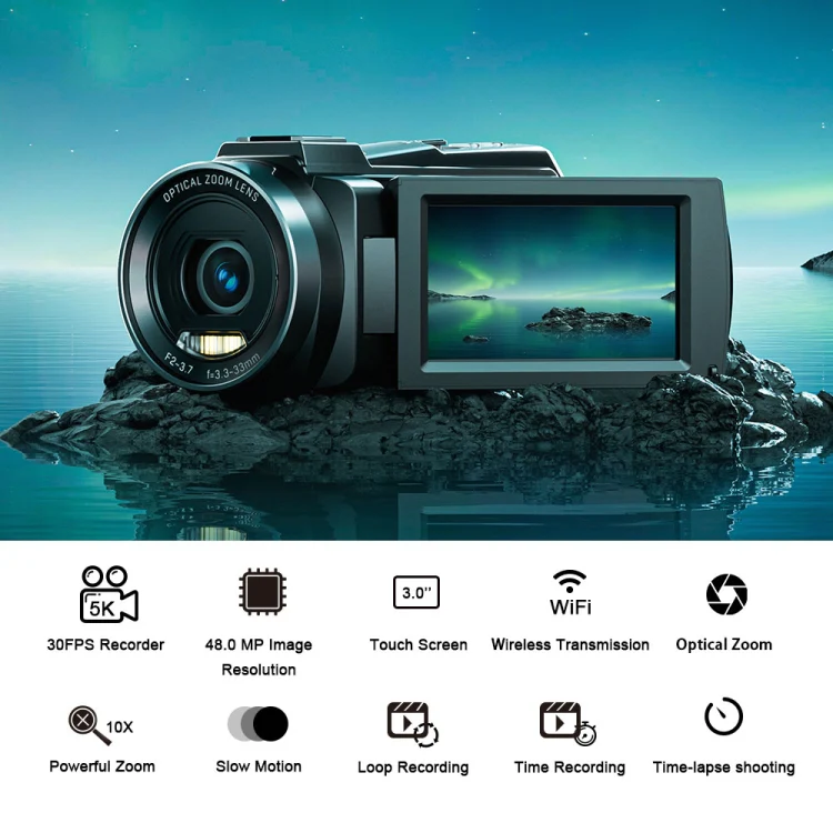 HDV265K 5K 30FPS 3.0-Inch HD Digital 3X Optical Zoom Outdoor Sports DV Camera EU Plug(Black) - Image 5