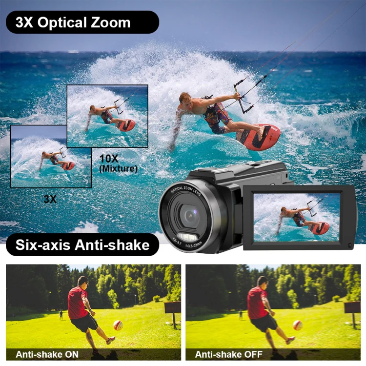HDV265K 5K 30FPS 3.0-Inch HD Digital 3X Optical Zoom Outdoor Sports DV Camera EU Plug(Black) - Image 7