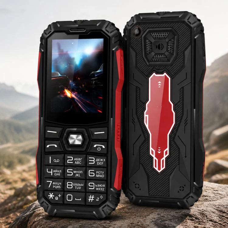 HE248 Rugged Style Phone, 2.4 inch, 3D Keys Network: 2G, Dual SIM, BT, Torch, Russian Keyboard, Plug:UK Plug(Black)