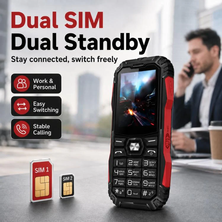 HE248 Rugged Style Phone, 2.4 inch, 3D Keys Network: 2G, Dual SIM, BT, Torch, Russian Keyboard, Plug:UK Plug(Black) - Image 11