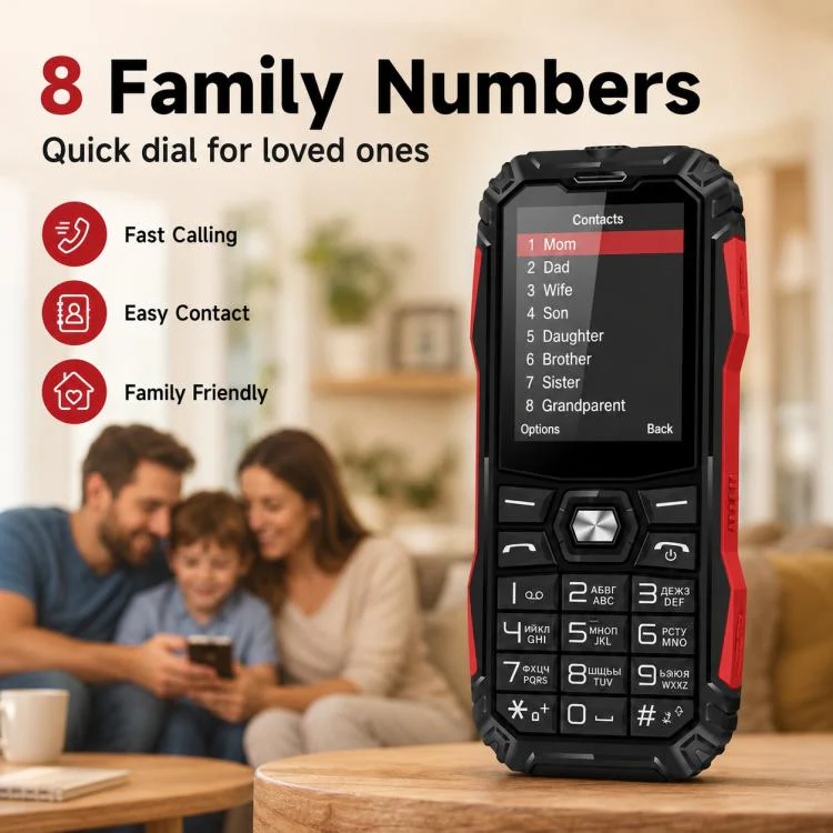 HE248 Rugged Style Phone, 2.4 inch, 3D Keys Network: 2G, Dual SIM, BT, Torch, Russian Keyboard, Plug:UK Plug(Black) - Image 15