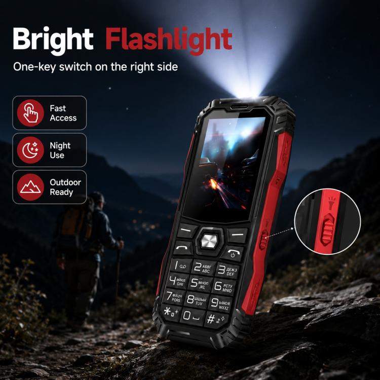 HE248 Rugged Style Phone, 2.4 inch, 3D Keys Network: 2G, Dual SIM, BT, Torch, Russian Keyboard, Plug:US Plug(Black) - Image 12