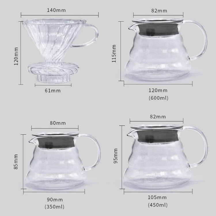 Heat-resistant Hand-made Coffee Glass Pot Cloud Coffee Sharing Pot, Specification:600ml Integrated Glass Filter Cup - Image 2