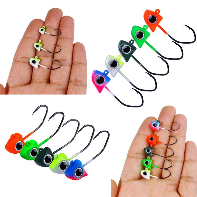 HENGJIA JI049 5pcs /Pack 1.75g Micro Triangle Jig Head Hook Root Fishing Lure Mini Ultra Small Hook(Green) - Image 4