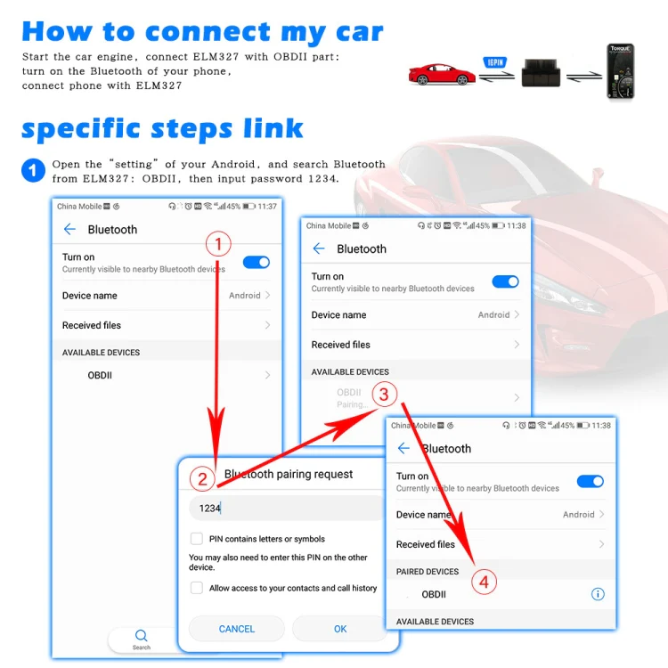HH OBD ELM327 OBDII V1.5 Bluetooth Advanced Scan Tool Wireless Fuel Speed Diagnostic Tool - Image 7
