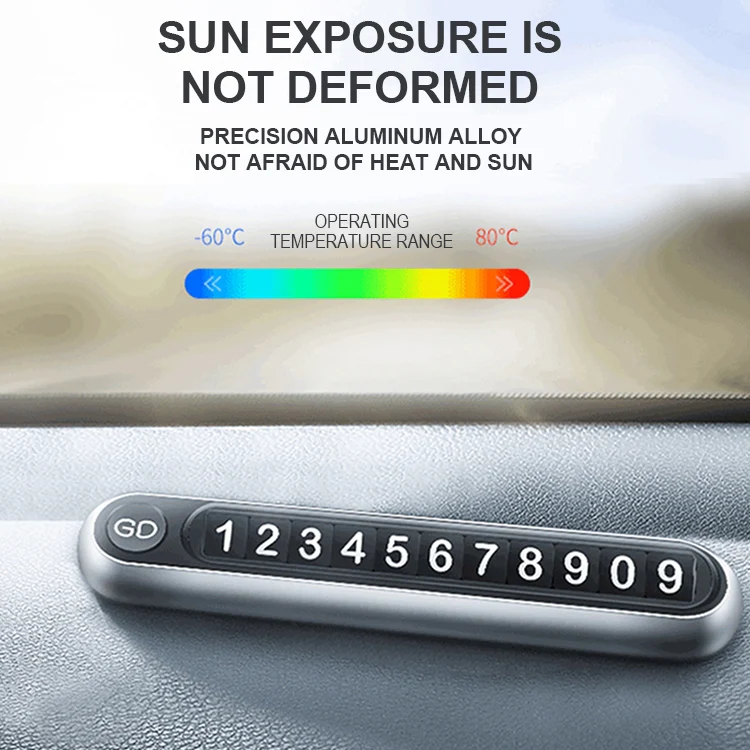 Hidden Number Metal Car Temporary Parking Number Plate Parking Card (Grey) - Image 8
