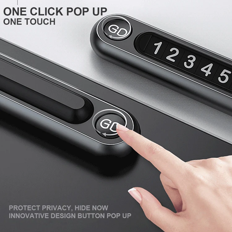 Hidden Number Metal Car Temporary Parking Number Plate Parking Card (Silver) - Image 10