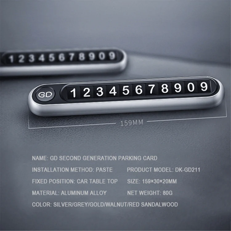 Hidden Number Metal Car Temporary Parking Number Plate Parking Card (Silver) - Image 13