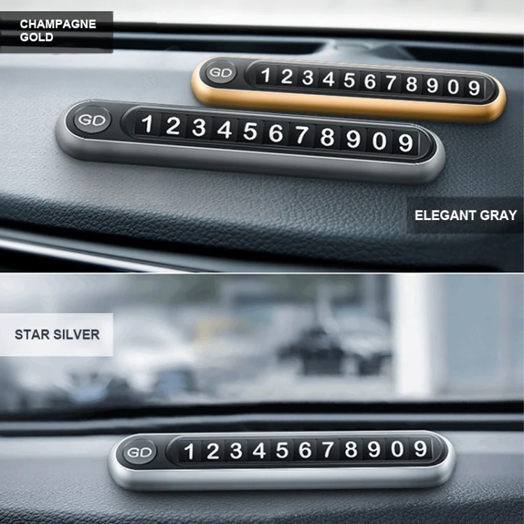 Hidden Number Metal Car Temporary Parking Number Plate Parking Card (Silver) - Image 15