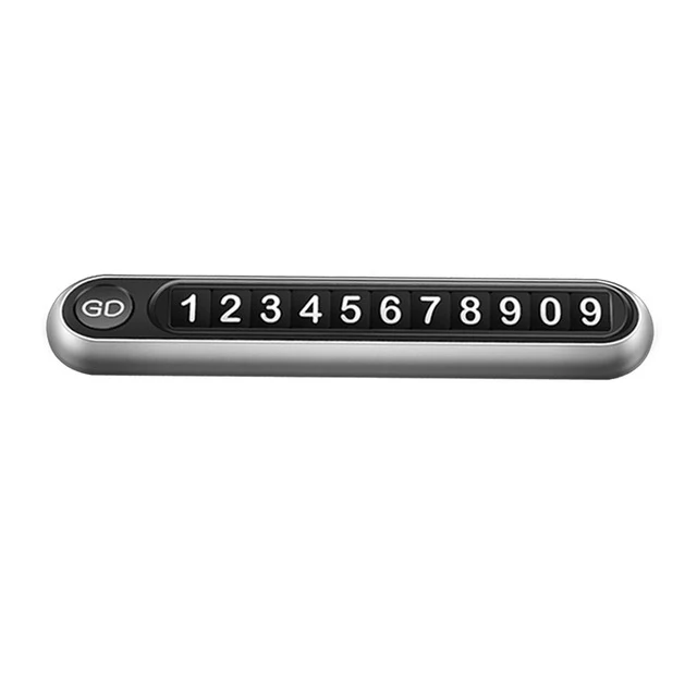 Hidden Number Metal Car Temporary Parking Number Plate Parking Card (Silver) - Image 2