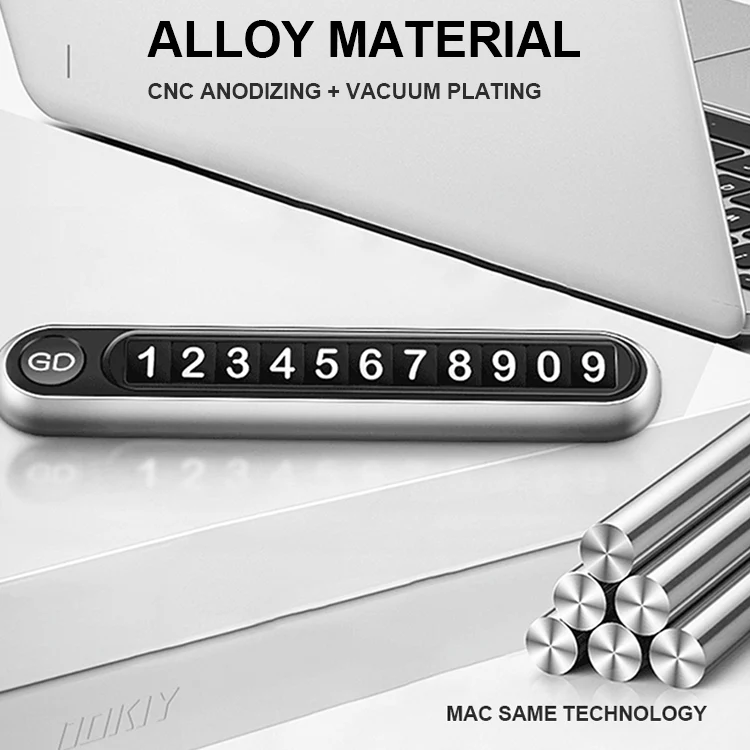 Hidden Number Metal Car Temporary Parking Number Plate Parking Card (Silver) - Image 7
