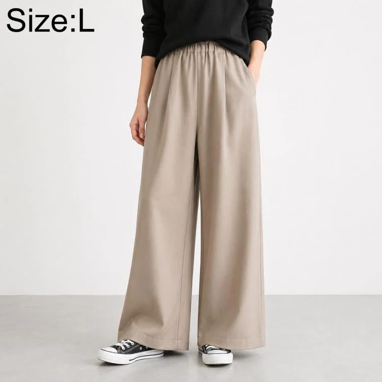 High-Waisted Wide-Leg Women Pants, Size:L(Grey)