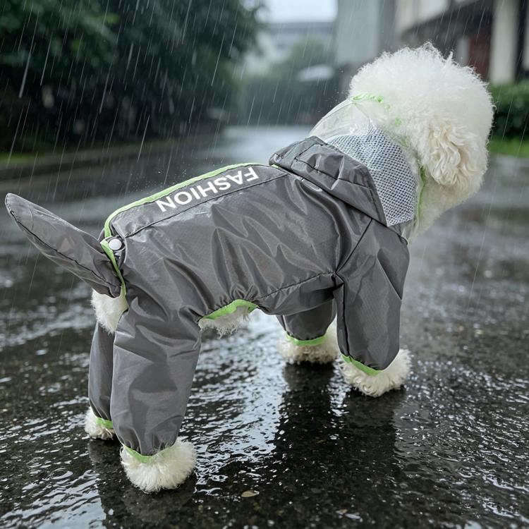 Hipipet Color Block Raincoat For Medium & Small Dogs With Traction Design Frosted Edged Transparent Pet Rain Jacket With Tail Cover, Size: S(Green)