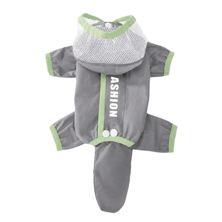 Hipipet Color Block Raincoat For Medium & Small Dogs With Traction Design Frosted Edged Transparent Pet Rain Jacket With Tail Cover, Size: S(Green) - Image 2