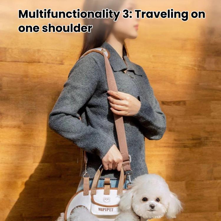 Hipipet Portable Crossbody & Handheld Pet Shoulder Bag, Multifunctional Outdoor Carrier For Cats & Dogs, Size: S(Brown) - Image 5