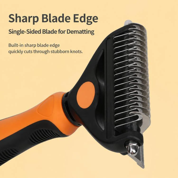 HistoTree 2-in-1 Pet Dematting Comb and Undercoat Deshedding Rake Safe Double Sided Curved Blades Detangling Tool(Blue) - Image 5