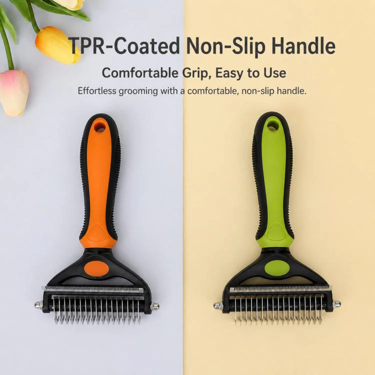 HistoTree 2-in-1 Pet Dematting Comb and Undercoat Deshedding Rake Safe Double Sided Curved Blades Detangling Tool(Blue) - Image 6