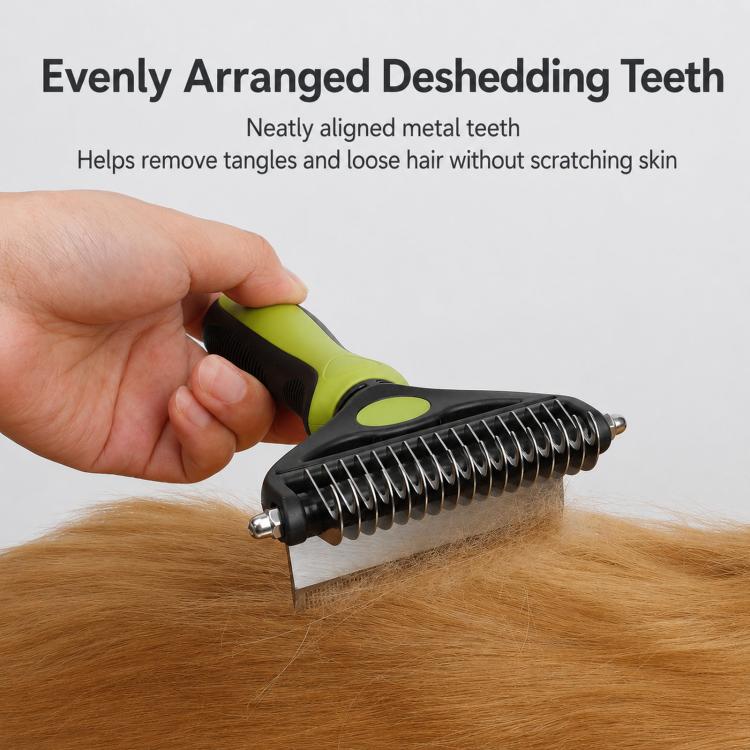 HistoTree 2-in-1 Pet Dematting Comb and Undercoat Deshedding Rake Safe Double Sided Curved Blades Detangling Tool(Orange) - Image 4