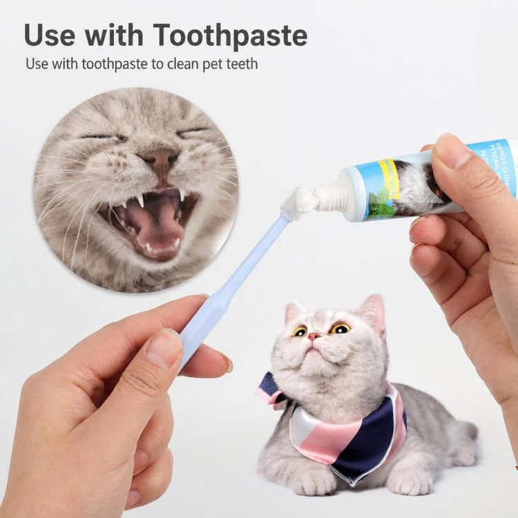 HistoTree 360 Degree Pet Toothbrush for Cats and Small Dogs Soft TPE Micro Brush Head Rectangular Green - Image 5