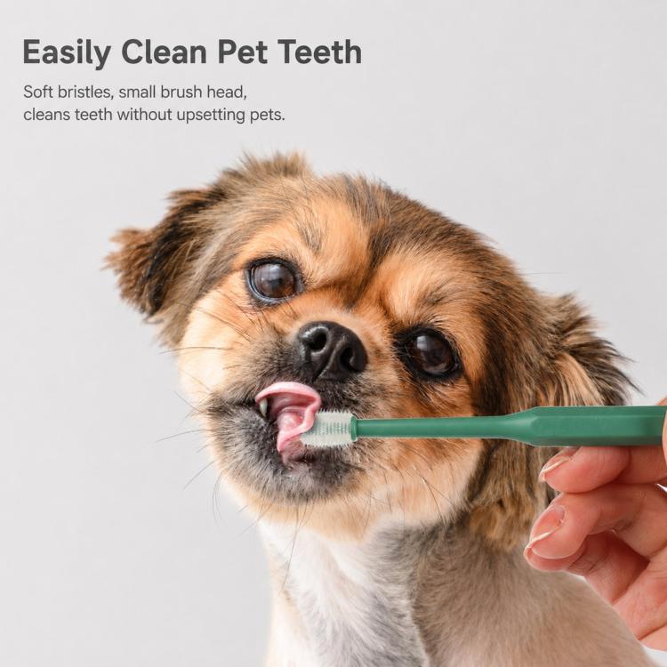 HistoTree 360 Degree Pet Toothbrush for Cats and Small Dogs Soft TPE Micro Brush Head Round Green - Image 7