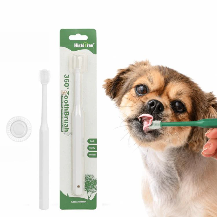 HistoTree 360 Degree Pet Toothbrush for Cats and Small Dogs Soft TPE Micro Brush Head Round White