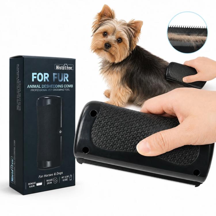 HistoTree Animal Deshedding Comb & Sweat Scraper Metal Shedding Blade for Horses, Dogs, Cats(Black)