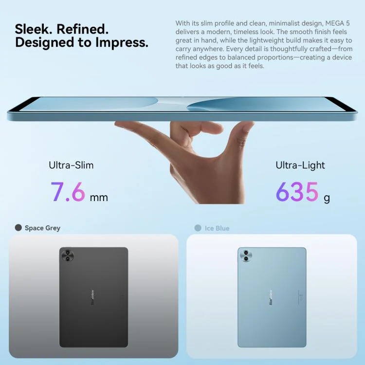 [HK Warehouse] Blackview MEGA 5 Tablet PC, 8GB+256GB, 12.2 inch Android 16 Unisoc T7300 Octa Core, Network: 4G, Global Version with Google Play (Blue) - Image 10