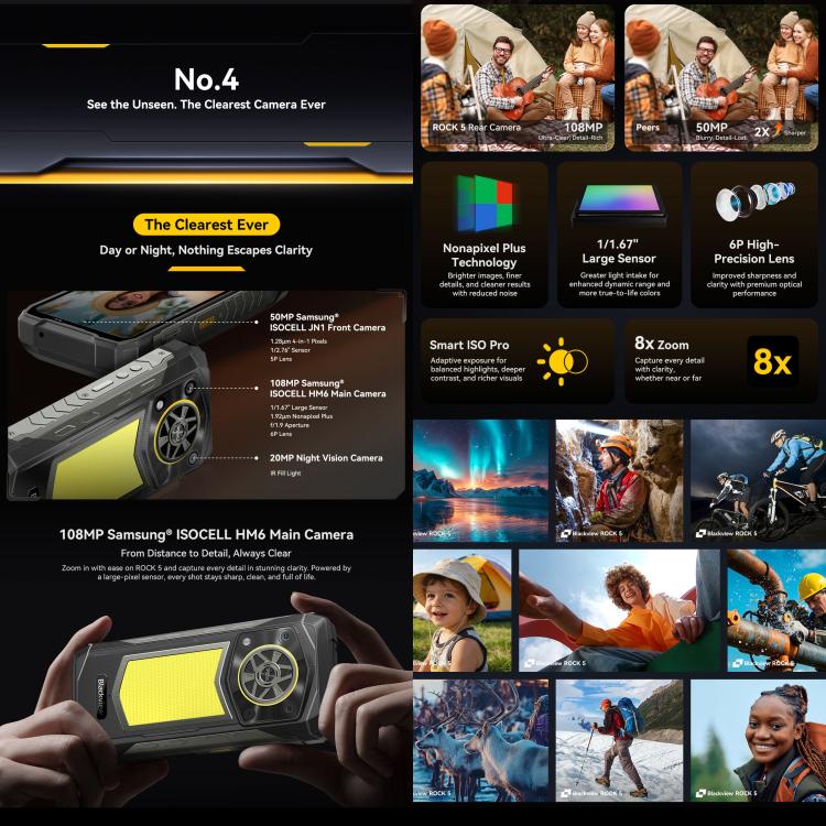 [HK Warehouse] Blackview ROCK 5 Rugged Phone, 12GB+256GB, 6.78 inch Android 16 Helio G100 MT8781 Octa Core, Network: 4G, OTG, NFC (Black) - Image 9