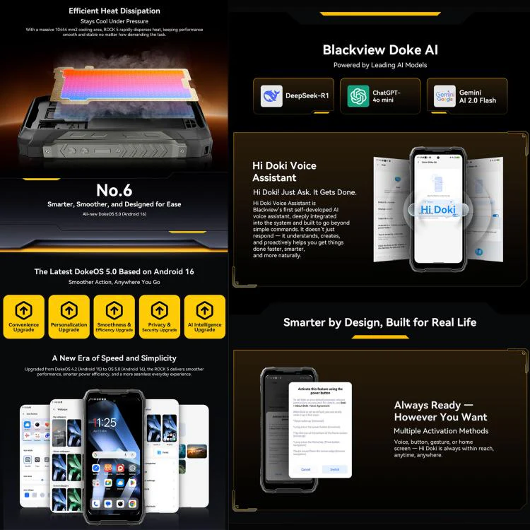 [HK Warehouse] Blackview ROCK 5 Rugged Phone, 6GB+256GB, 6.67 inch Android 16 Helio G100 MT8781 Octa Core, Network: 4G, OTG, NFC (Black) - Image 12