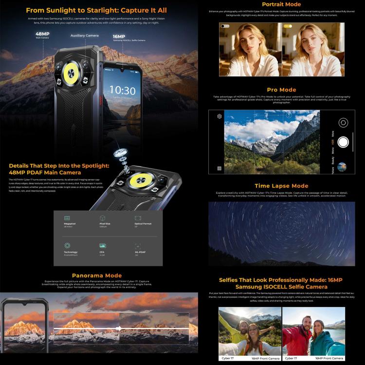 [HK Warehouse] HOTWAV Cyber 17 Rugged Phone, 6GB+128GB, 6.75 inch Android 16 Unisoc T7250 UMS9230E Octa Core, Network: 4G, NFC, OTG (Orange) - Image 9
