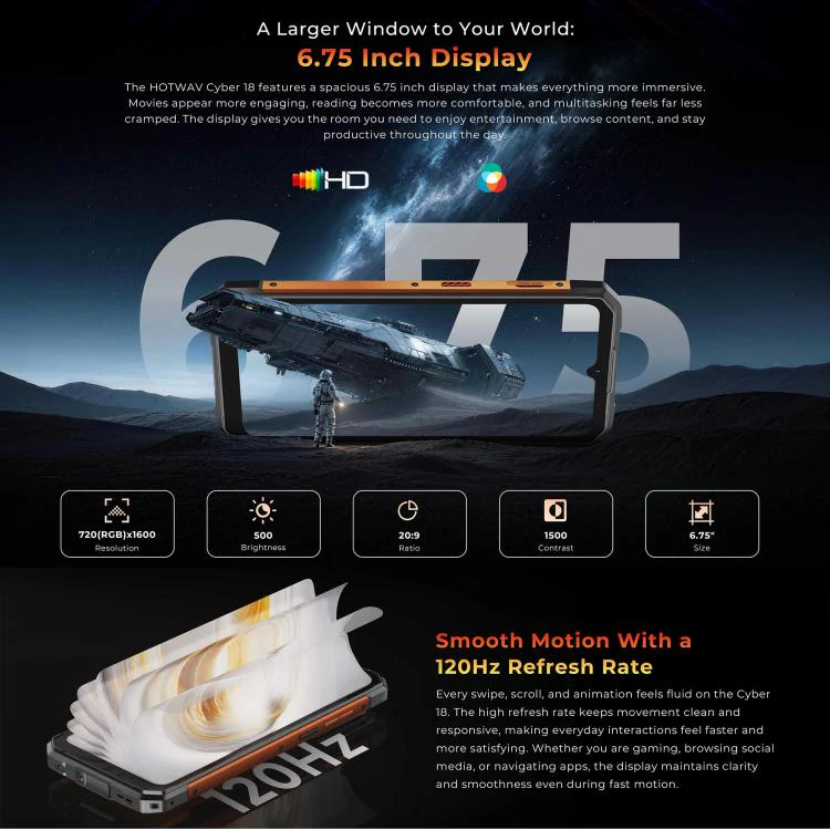 [HK Warehouse] HOTWAV Cyber 18 Rugged Phone, 8GB+256GB, 6.75 inch Android 16 Unisoc T7250 UMS9230E Octa Core, Network: 4G, NFC, OTG (Blue) - Image 11
