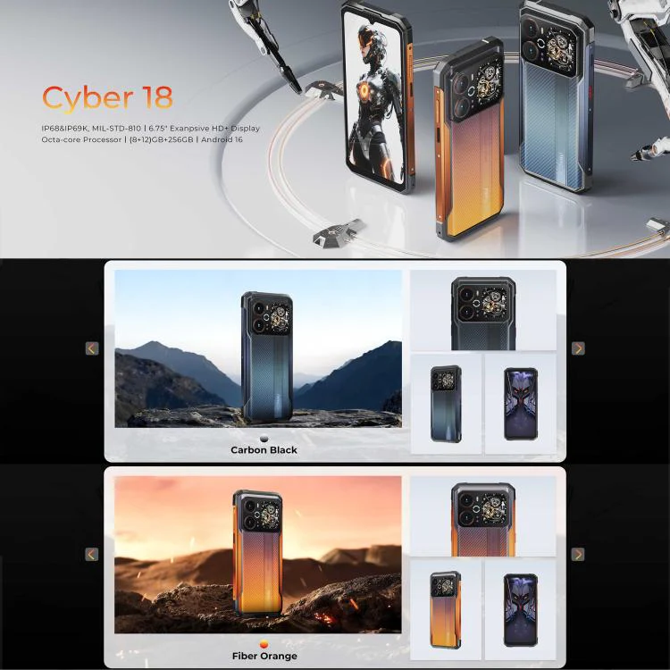 [HK Warehouse] HOTWAV Cyber 18 Rugged Phone, 8GB+256GB, 6.75 inch Android 16 Unisoc T7250 UMS9230E Octa Core, Network: 4G, NFC, OTG (Orange) - Image 4