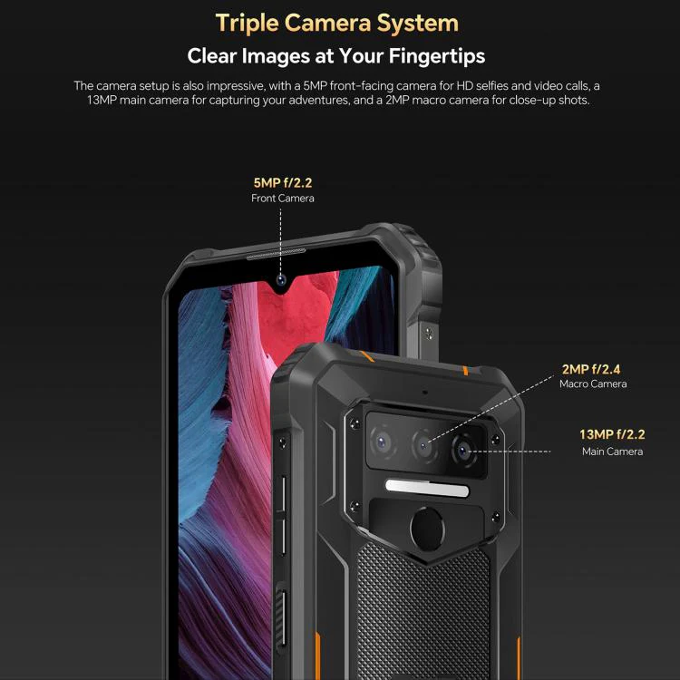 [HK Warehouse] Oukitel WP23 Plus Rugged Phone, 4GB+128GB, 6.52 inch Android 14.0Unisoc T606 Octa-core, NFC, OTG, Network: 4G (Orange) - Image 12