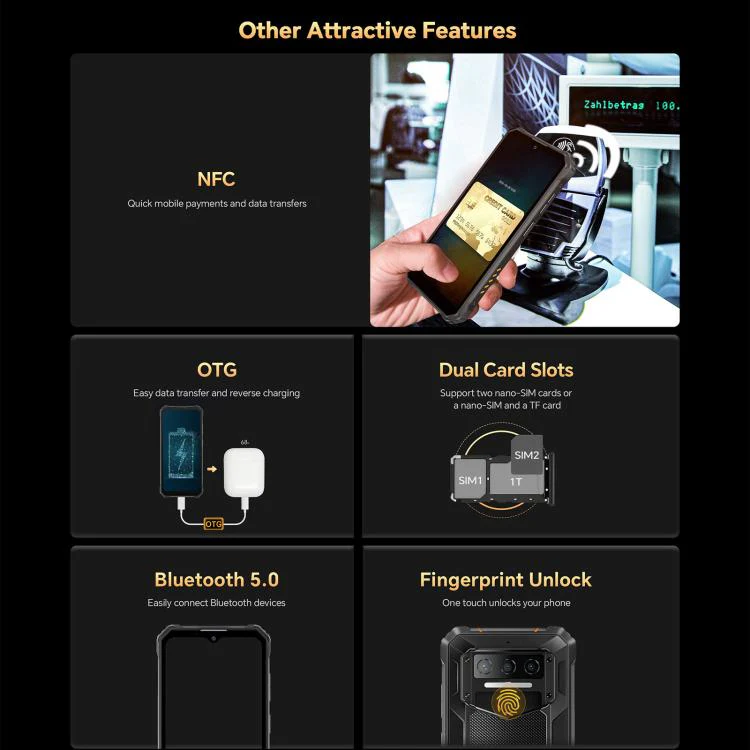 [HK Warehouse] Oukitel WP23 Plus Rugged Phone, 4GB+128GB, 6.52 inch Android 14.0Unisoc T606 Octa-core, NFC, OTG, Network: 4G (Orange) - Image 14