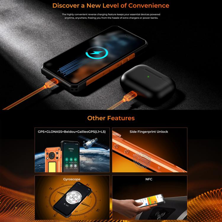 [HK Warehouse] Oukitel WP500 Rugged Phone, 12GB+1TB, 108MP Camera, Night Vision, Fingerprint Identification, 6.78 inch Android 16 MTK Dimensity 8300 Octa Core, NFC, OTG, Network: 5G (Orange) - Image 14
