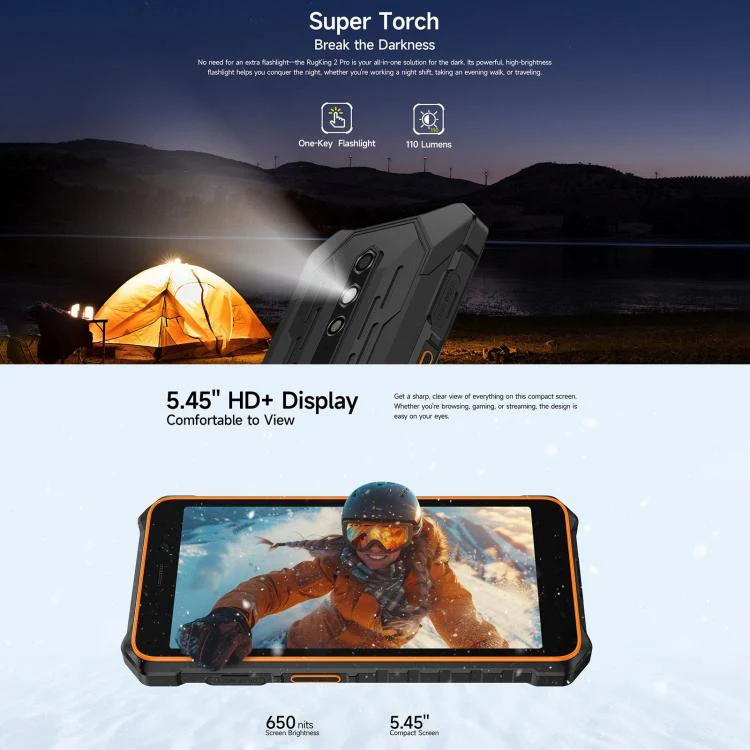 [HK Warehouse] Ulefone RugKing 2 Pro, 4GB+64GB, IP68/IP69K Rugged Phone, 5.45 inch Android 16 Unisoc T7250 Octa Core, Network: 4G, NFC, OTG (Green) - Image 11