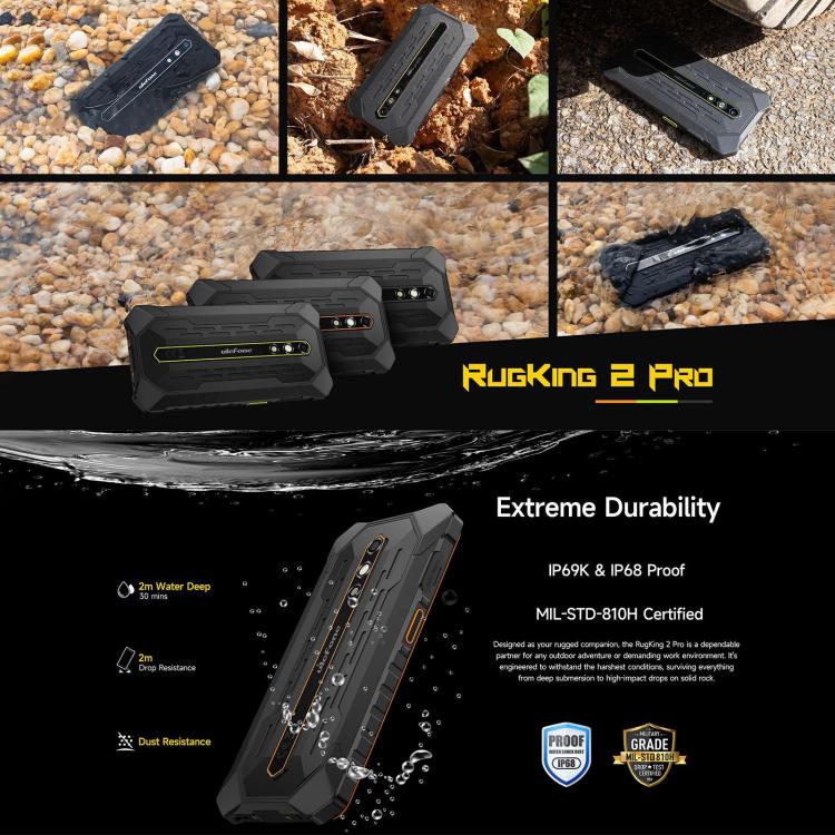 [HK Warehouse] Ulefone RugKing 2 Pro, 4GB+64GB, IP68/IP69K Rugged Phone, 5.45 inch Android 16 Unisoc T7250 Octa Core, Network: 4G, NFC, OTG (Green) - Image 5