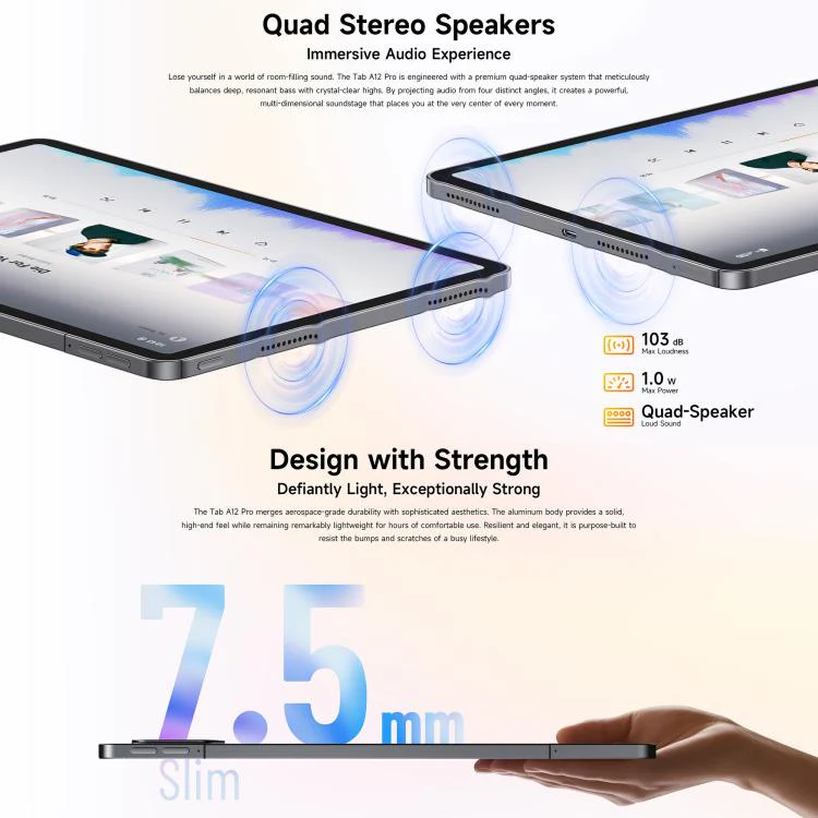 [HK Warehouse] Ulefone Tab A12 Pro Tablet PC, 8GB+128GB, 12.2 inch Android 16 Unisoc T7300 Octa Core 4G Network, EU Plug (Space Grey) - Image 6